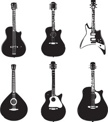 "Elegant Guitarist Silhouettes" or "Musical Princesses with Guitars