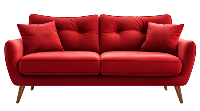  Red sofa isolated on a transparent background PNG 