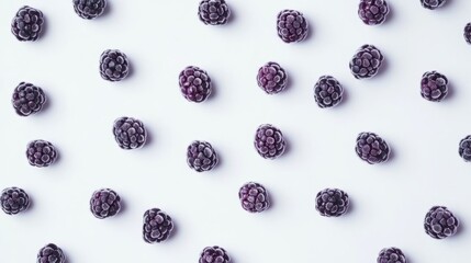 Frozen blackberries on white