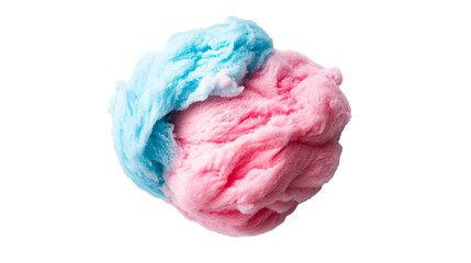 Cotton candy with pink and blue, fluffy sweetness close-up, cut out transparent