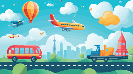 Fototapeta premium vector urban scene with city bus 