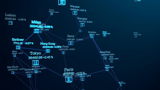 AI trading Bot, big data, stock exchange. Financial market, AI stock market model, artificial intelligence, automated trading decisions, software, digtial trading system. 3D animation