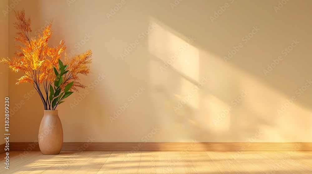 Poster minimalist gallery display with soft blending and gestural elements