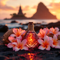 spa still life with essential oils