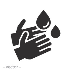 wash hands, hand gel icon, hygiene logo, flat vector illustration