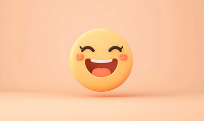 Cheerful Smiling Emoji Cutout in Expressive Style on Soft Background