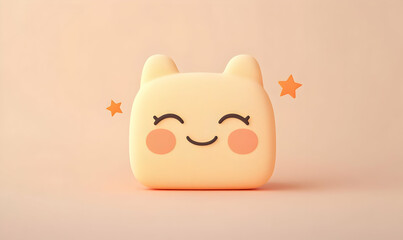 Cheerful Cutout Figure with Expressive Face in Emoji Style Design