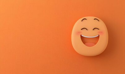Simple Smiley Face Cutout in Bright Orange Paper Style