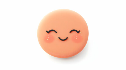 Smiling Round Face Icon with Layered Cutout Design and Bright Eyes