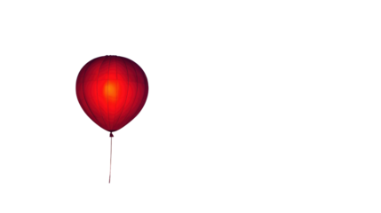 Crimson Ascent: A solitary, vibrant red balloon soars gracefully, its buoyant form a beacon of celebration and light, ascending towards the unknown.