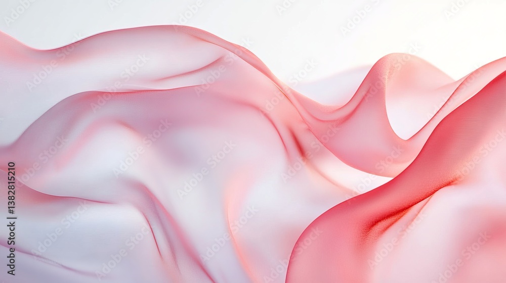 Canvas Prints abstract background featuring flowing semi-transparent red silk fabric with soft drapery and elegant
