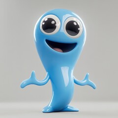 Cheerful cartoon character studio 3d artwork creative environment front view playful concept