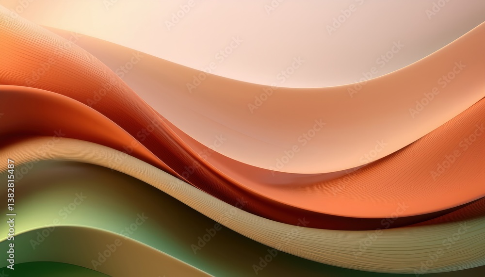 Poster fluid organic waves in earthy tones, abstract background with smooth curves and layered textures for design and branding

