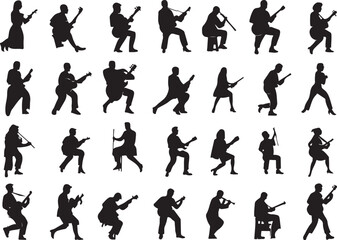 Elegant Guitarist Silhouettes" or "Musical Princesses with Guitars