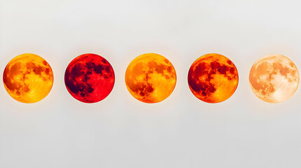 Naklejka premium Artistic Composite of Lunar Phases with Eclipses in One Image
