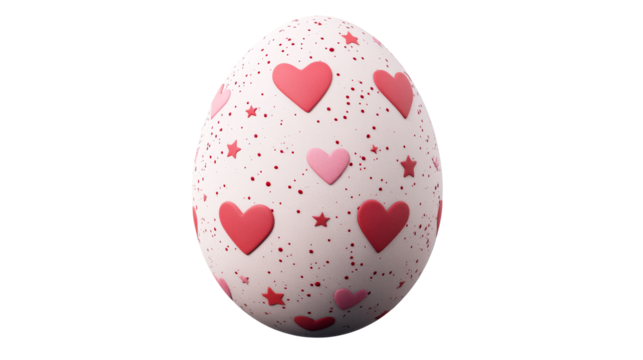Easter egg with heart and star decoration, cute, cut out transparent - Powered by Adobe