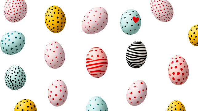 Easter eggs pattern, colorful, decorative, whimsical eggs, cut out transparent