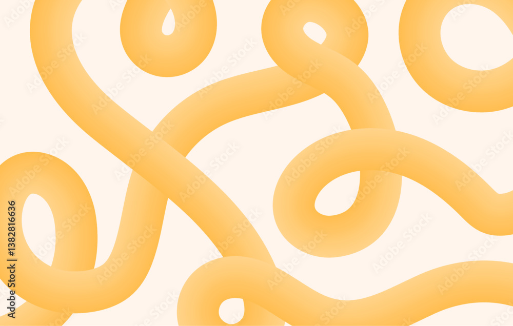 Poster Abstract horizontal banner with wavy line in yellow color gradient. Wave shapes on a beige background with copy space. Vector colorful fluid wave pattern or social media, web design