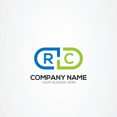Minimal Monogram Letter RC Medicine Logo Elements