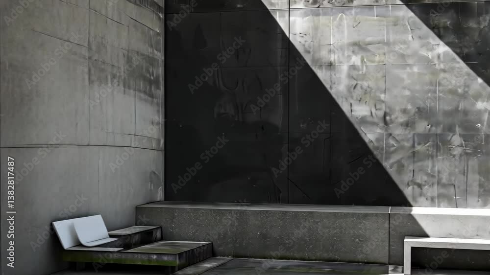 Poster strong geometric shapes and contrasting shadows create a striking visual on a concrete wall with a b