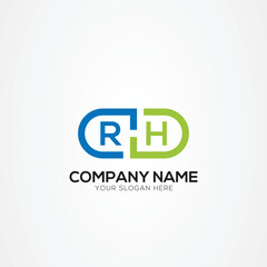 Minimal Monogram Letter RH Medicine Logo Elements