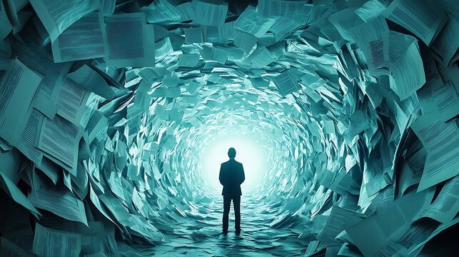 Person standing center endless tunnel pictures