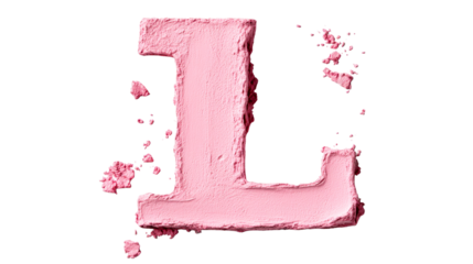 Letter L, Cosmetic Powder, Isolated Pink Symbol, Art Creation, Beauty , cut out transparent