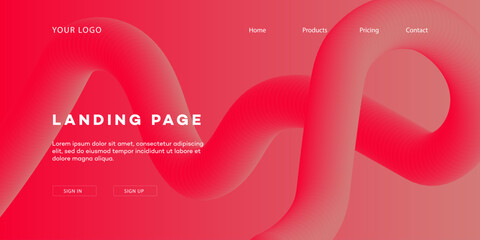 Abstract Red Landing Page Design Gradient, Curves, and Website Template