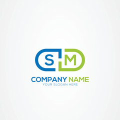 Minimal Monogram Letter SM Medicine Logo Elements