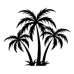 Fototapeta premium Plam tree silhouette on white background