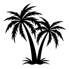 Obraz premium Plam tree silhouette on white background