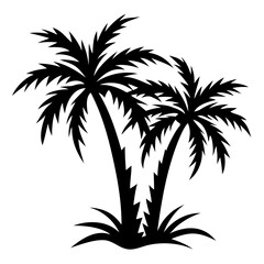 Fototapeta premium Plam tree silhouette on white background