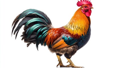 Fototapeta premium Rooster Profile Against White