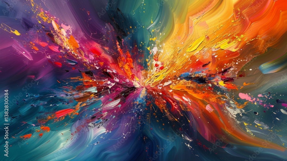 Poster dynamic explosion of color and shape igniting feelings of creativity and inspiration in a vibrant ab