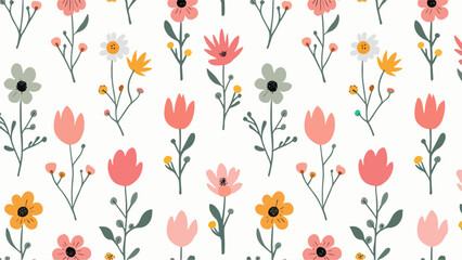 Seamless pattern with tulips, Scandinavian style