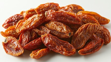 Obraz premium Pile of dried orange fruit on white background