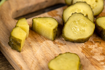 ripe green cucumbers marinated with salt and spices