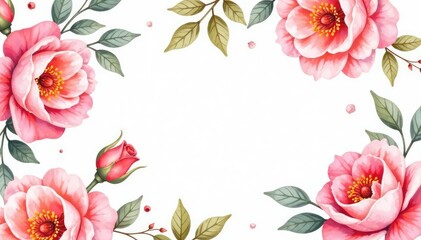 Delicate watercolor roses & leaves, repeating pattern, petals, fabric, garden