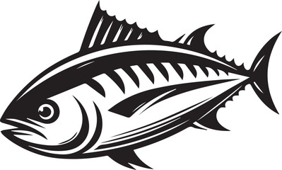 High-Quality Black and White Tuna Fish Vector Illustration – Perfect for Tuna Fish Day
