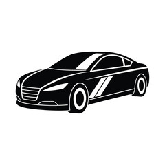  A set of black car icons and silhouettes vector illustration depicts various automobile transportation vehicles like sedan, truck, and van