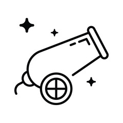 Easy to edit line style icon depicting cannon shot