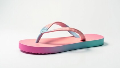 Close-up view of a solitary flip-flop against a stark white backdrop, summer, background