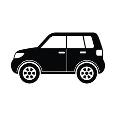  A set of black car icons and silhouettes vector illustration depicts various automobile transportation vehicles like sedan, truck, and van