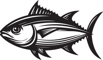 High-Quality Black and White Tuna Fish Vector Illustration – Perfect for Tuna Fish Day