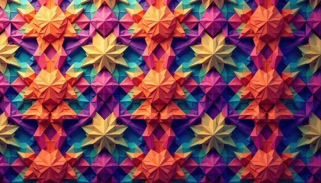 Repeating geometric shapes, vibrant color, unbroken pattern , background, vivid
