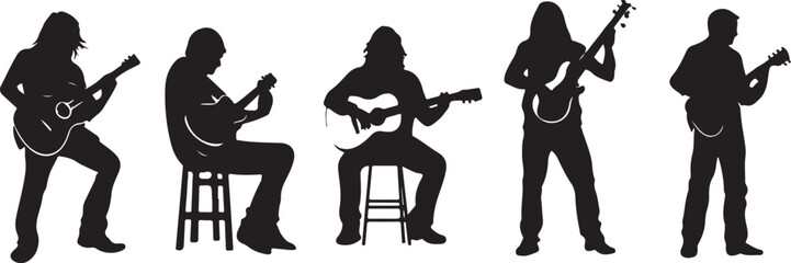 Elegant Guitarist Silhouettes