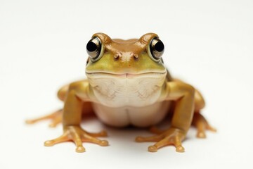 Obraz premium Single brown frog isolated, pure white backdrop, moist, studio shot, animal