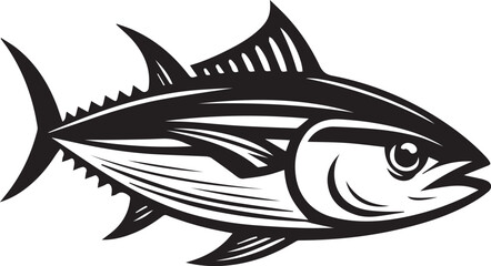 High-Quality Black and White Tuna Fish Vector Illustration – Perfect for Tuna Fish Day