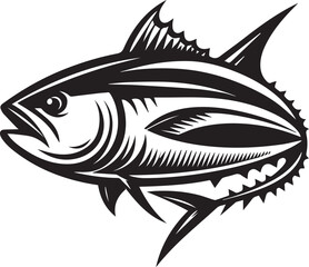 Fototapeta premium High-Quality Black and White Tuna Fish Vector Illustration – Perfect for Tuna Fish Day