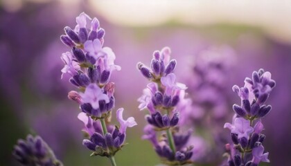 Obraz premium 美しいラベンダーの花畑 フォトジェニックな風景